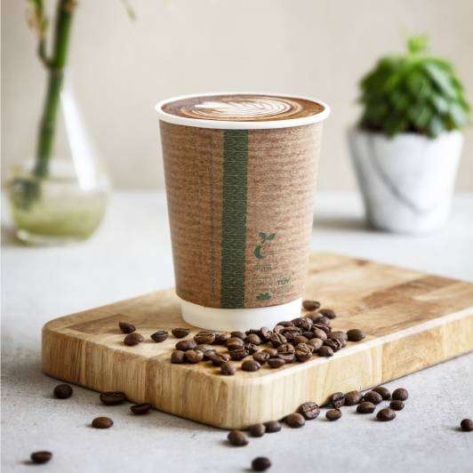 SQ_Vegware_concpt_hotcups_VDW-12_latte_coffee_beans_wood_board_portrait1 12oz Double Wall hot cup