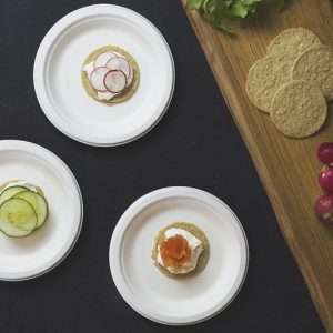6in bagasse plate 6 Inch Compostable Plates Pack (125)