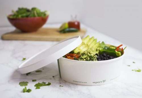 Vegware_concept_bonappetitbowls_RSC-32_VLID185P_burritobowl_paperlid_tableedge_landscape PLA-Lined Paper Lid