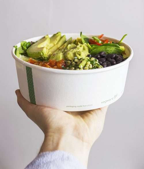 Vegware_concept_bonappetitbowls_RSC-32_burritobowl_hand_800x 32oz PLA-lined paper food bowl
