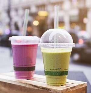Vegware_concept_coldcups_ R360Y-VW_smoothies 12oz/300ml PLA cold cup PLA dome lid straw hole