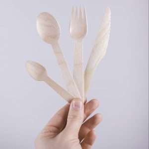 6.5in compostable wooden fork 6.5in compostable wooden spoon 6.5in compostable wooden knife