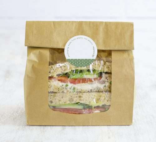 Vegware_concept_stickers_VRST45W_writeon_sandwich 45mm round compostable sticker