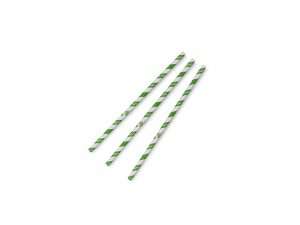 Jumbo green stripe 8mm paper straw, 7.8in / 200mm